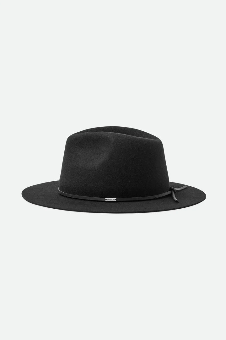 Wesley Fedora - Black - Wide Brim Hat - Brixton - Women's fashion at The Freedom State