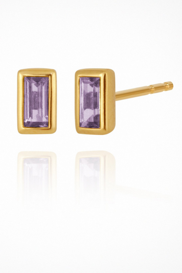 Temple Of The Sun | Leda Studs Amethyst - Gold
