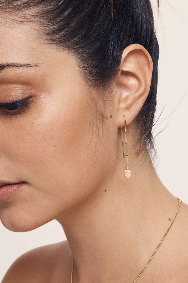 Hanging Lotus Earrings - Gold