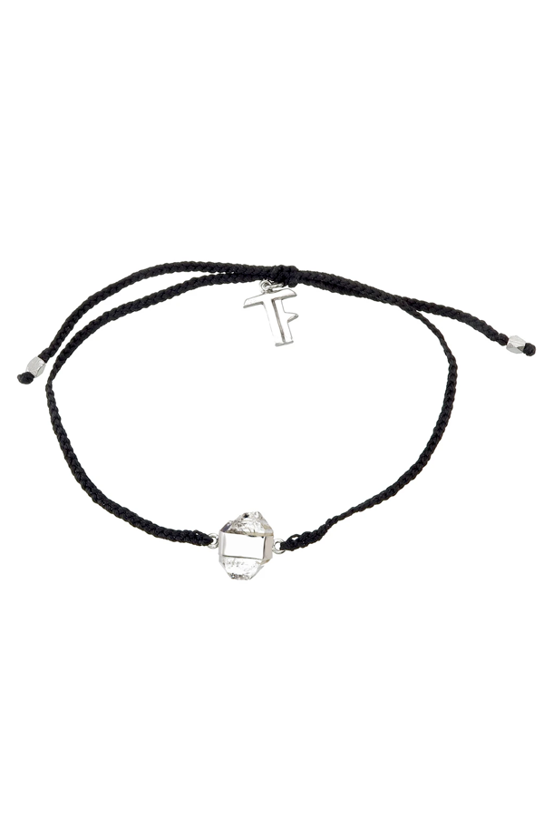 Diamond Quartz Crystal Bracelet - Black - Silver