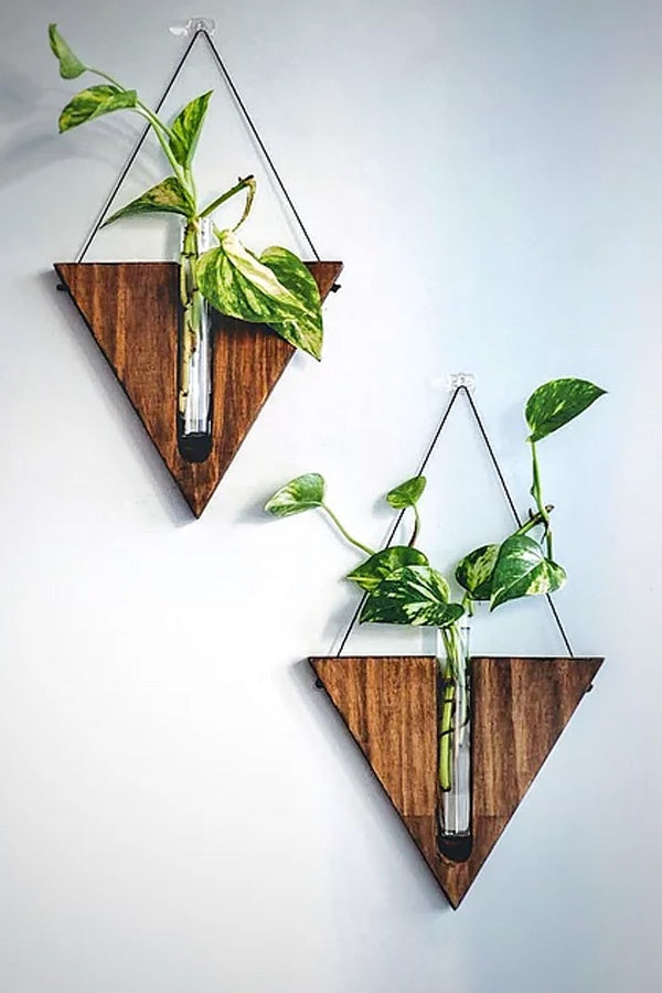 Fab Signature | Triangular Wall Decor - Walnut Stain