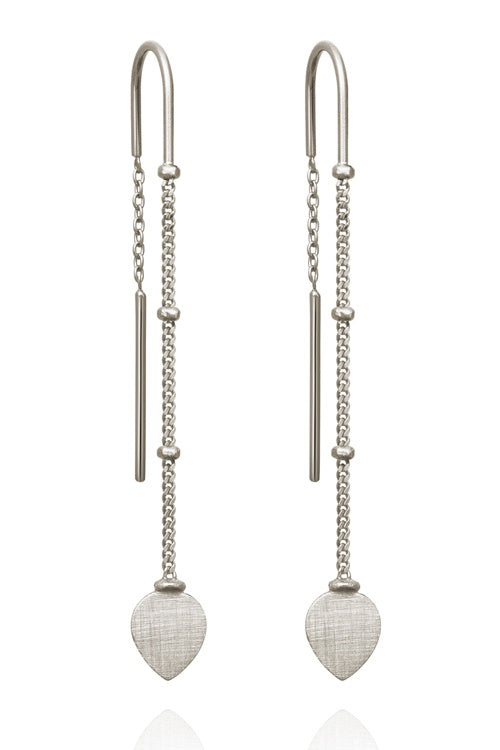 Hanging Lotus Earrings - Silver