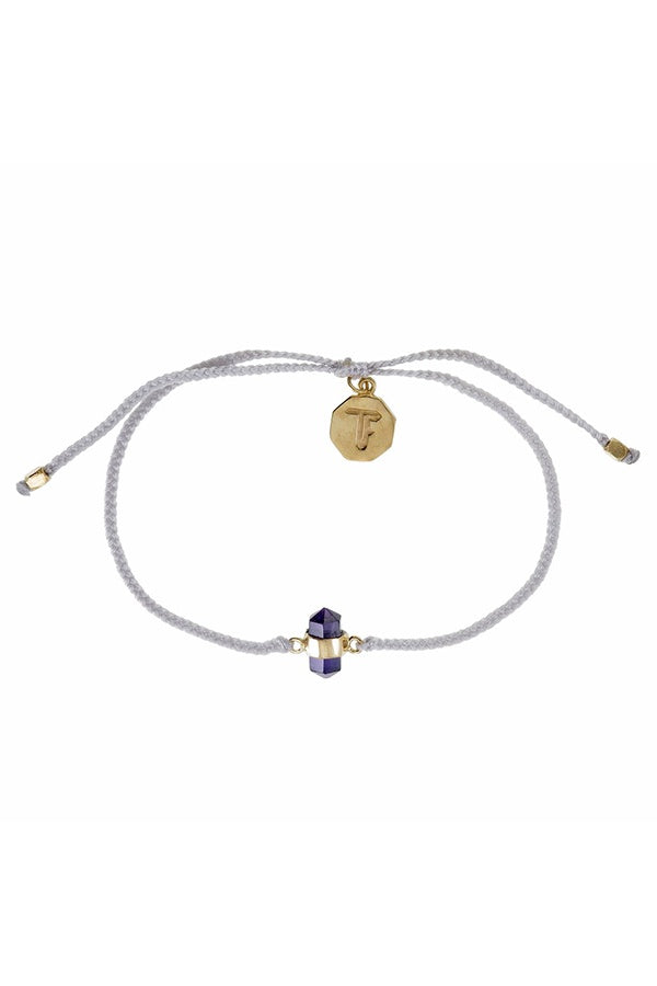 Cut Amethyst Crystal Bracelet - Pastel Grey - Gold