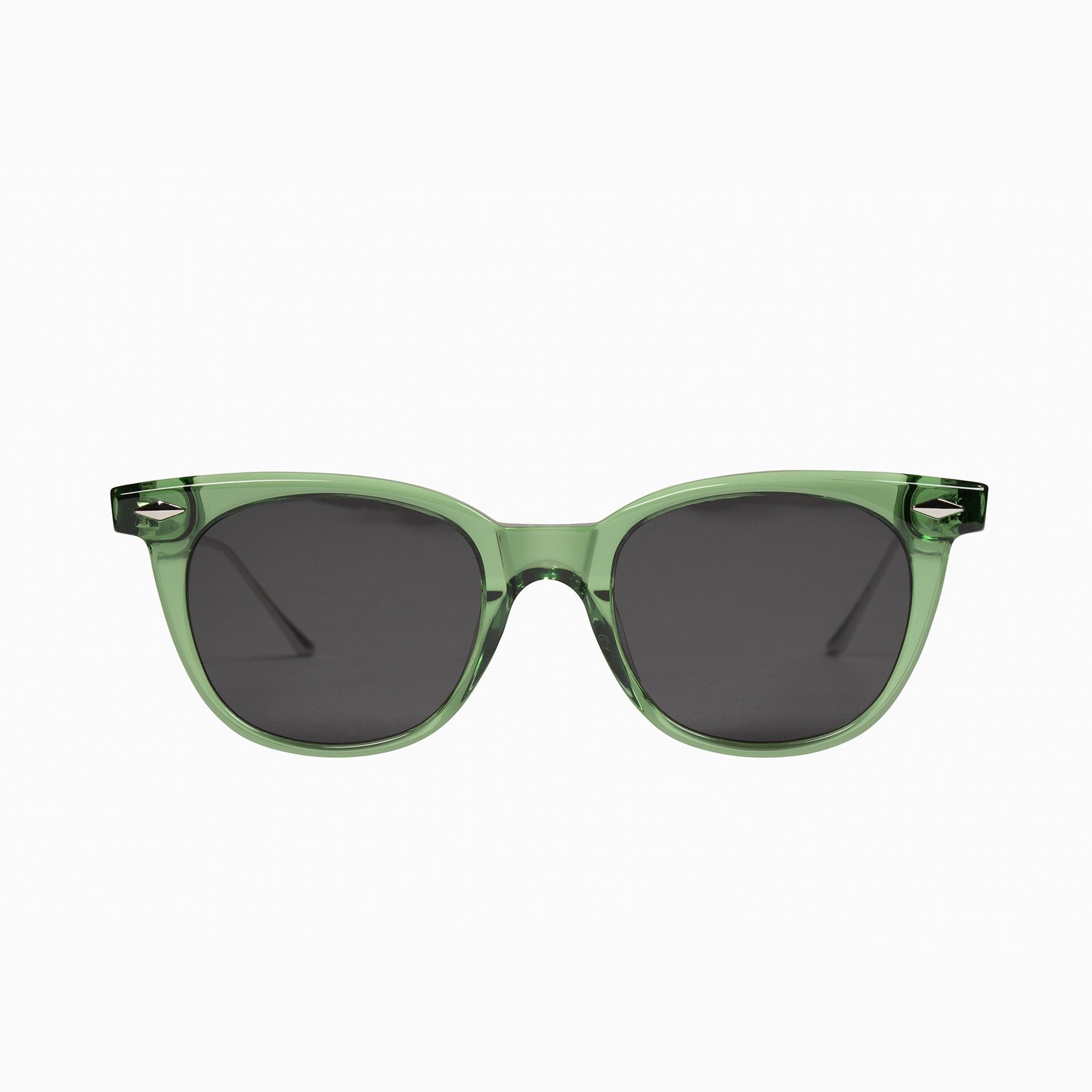 Mercy | Sunglasses - Bottle Green w. Silver Metal Trim / Clear Lens
