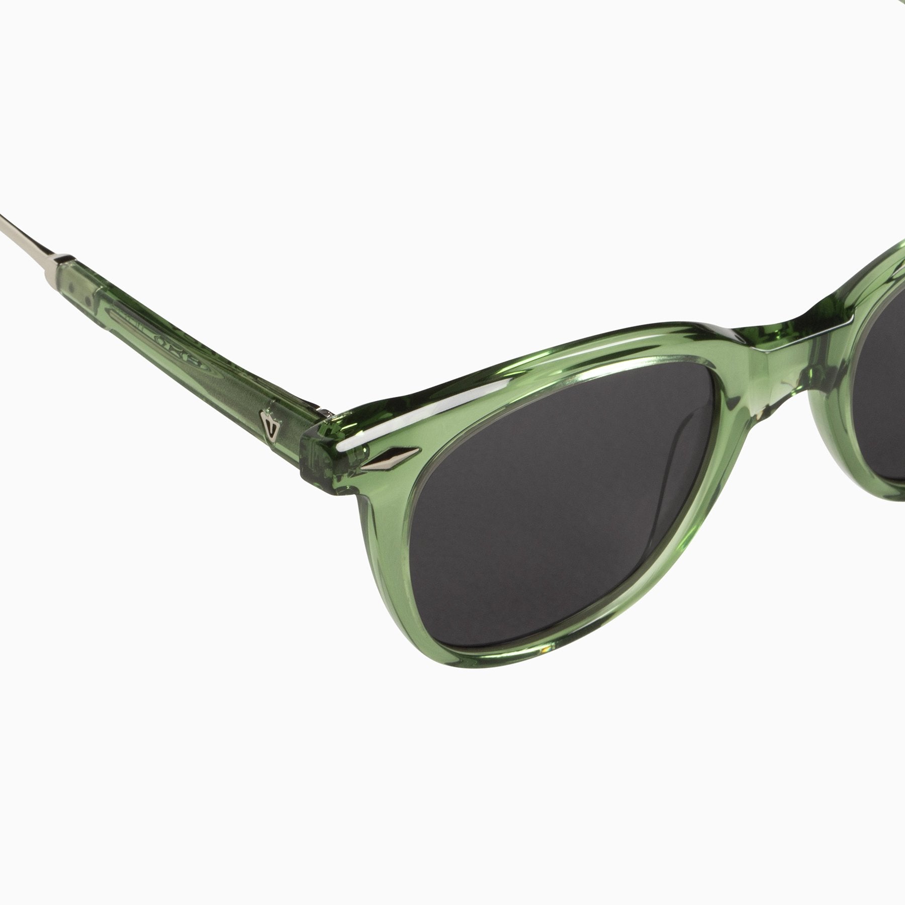 Mercy | Sunglasses - Bottle Green w. Silver Metal Trim / Clear Lens