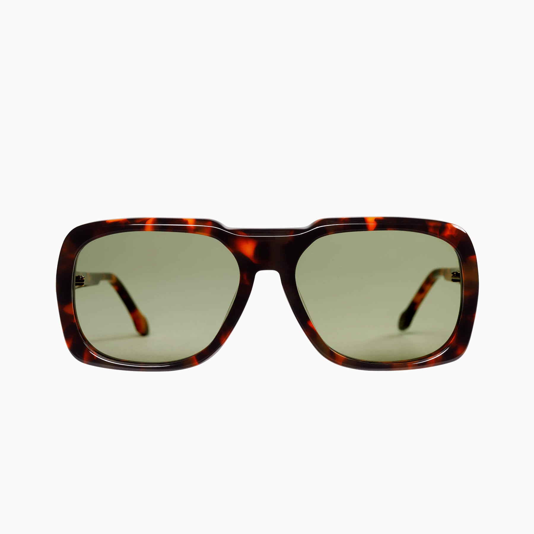 Memoir | Sunglasses - Classic Tort w. 24k Gold Metal Trim / Olive Green Lens