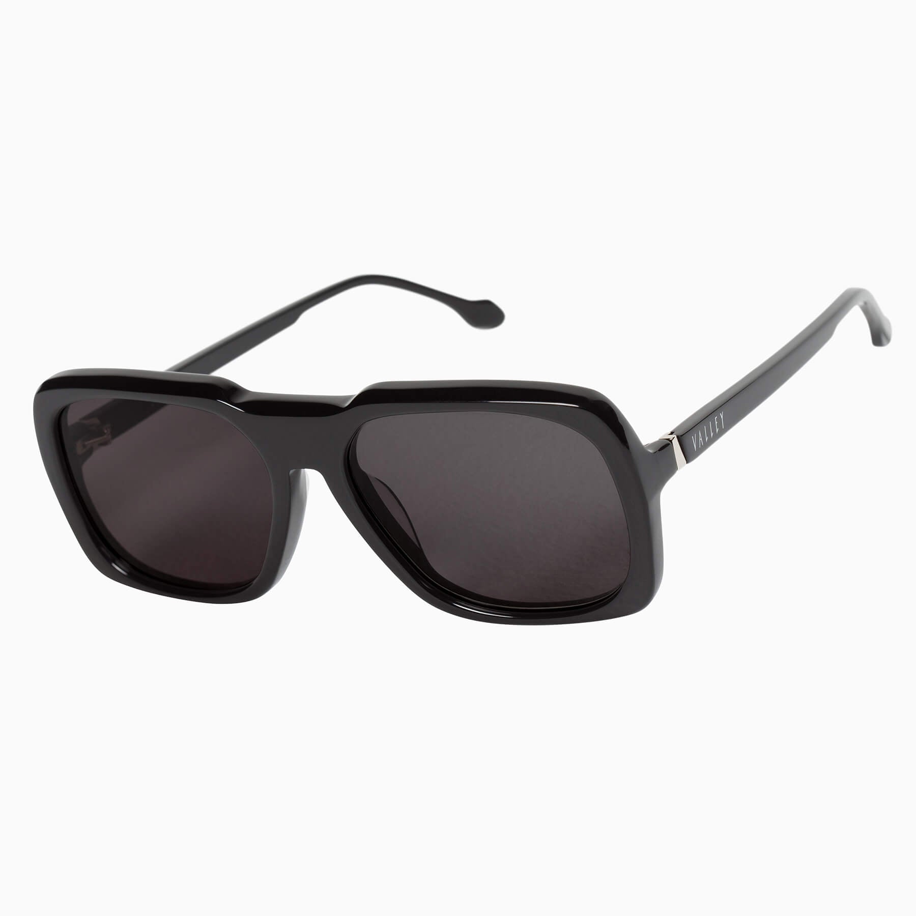 Memoir | Sunglasses - Gloss Black w. Silver Metal Trim / Black Lens