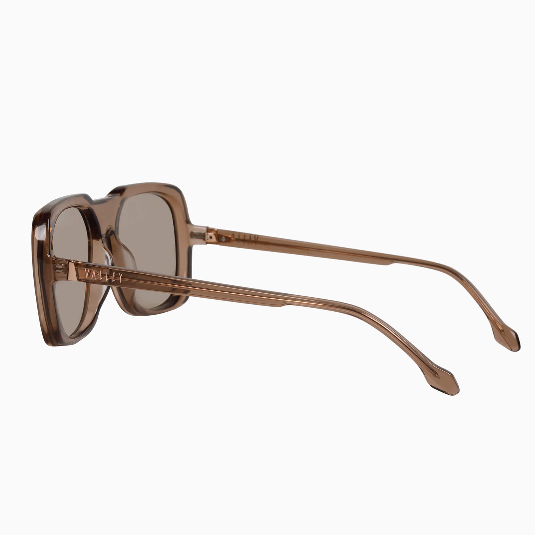 Memoir | Sunglasses - Transparent Mocha w. Rose Gold Metal Trim / Light Brown Lens