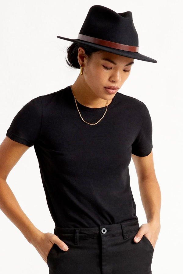 Messer Fedora (Unisex) - Black/Tan Band