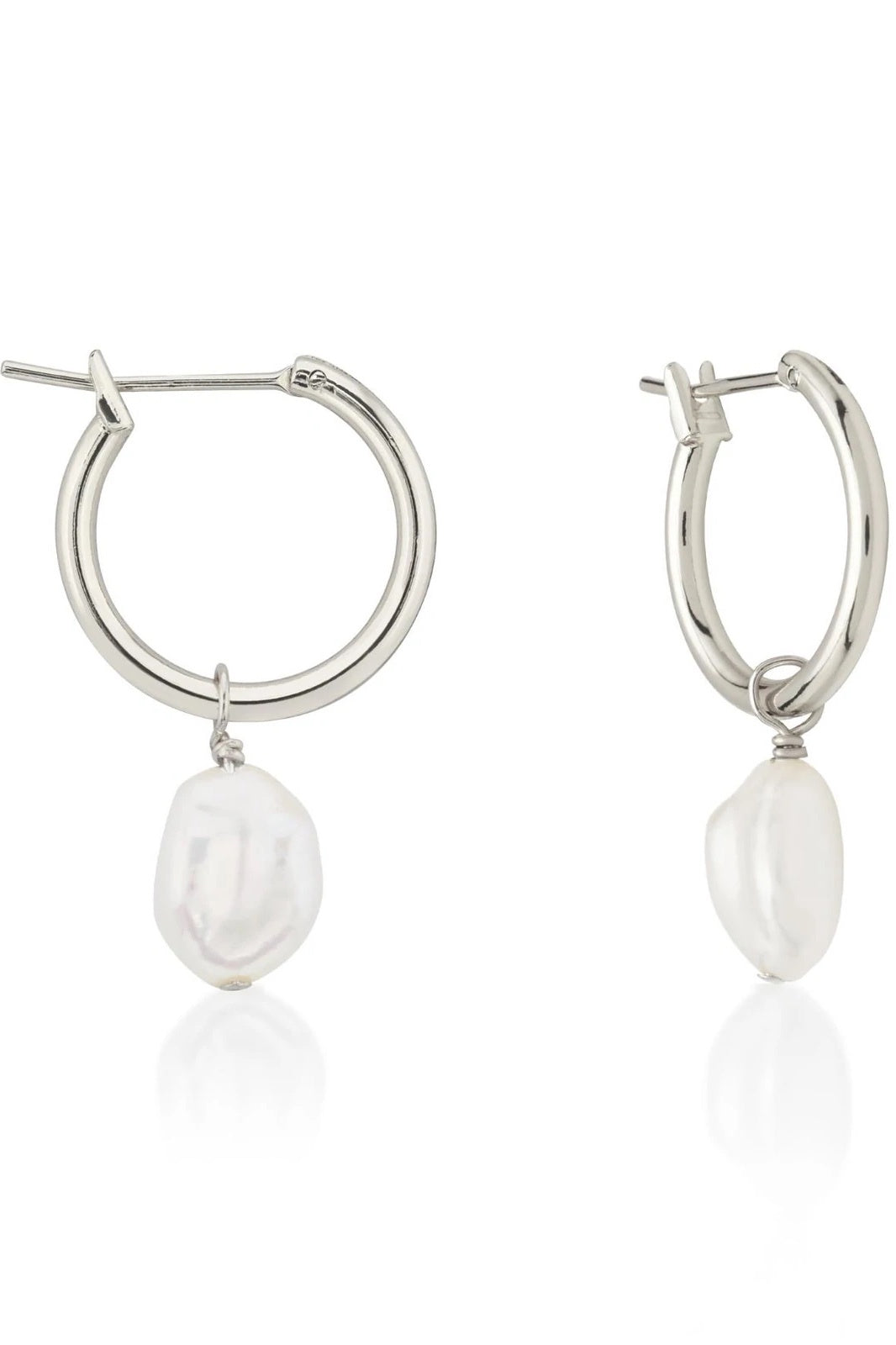 Saint Valentine | Mini Keshi Pearl Hoops - Silver