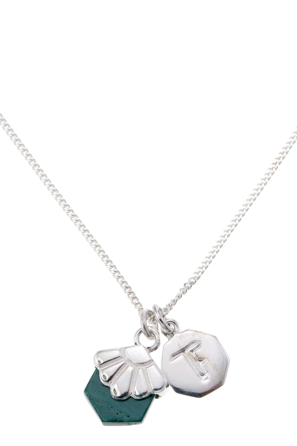 Mini Deco Daisy Necklace - Malachite - Silver