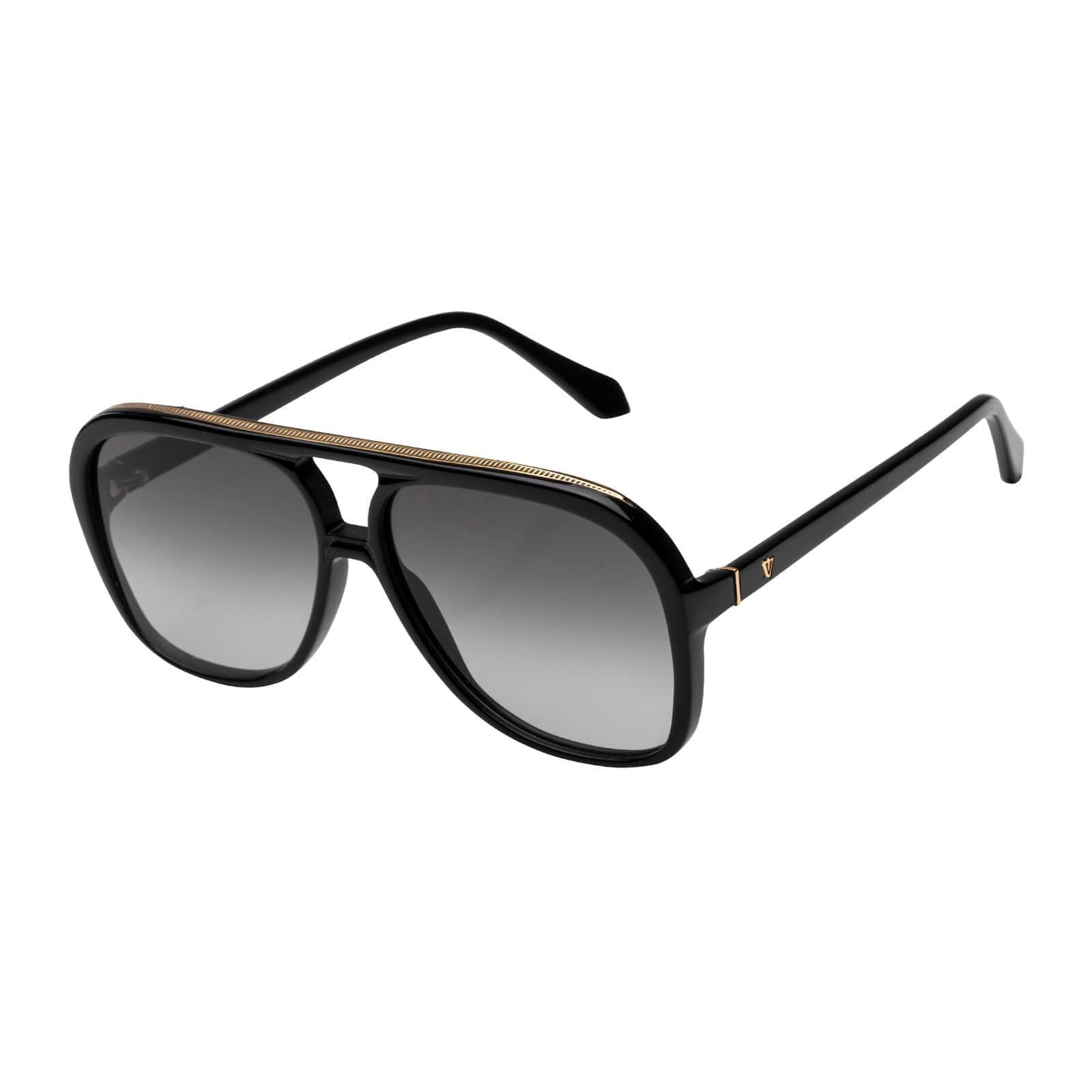 Bang | Sunglasses - Gloss Black w. Gold Metal Trim / Black Gradient Lens