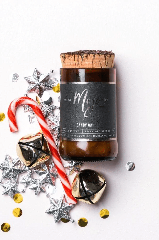 Beer Bottle Candle - Candy Cane - Candles - Mojo Candle Co. - Women's fashion at The Freedom State