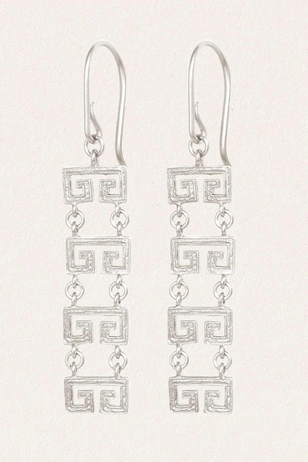 Greek Key Earrings - Silver