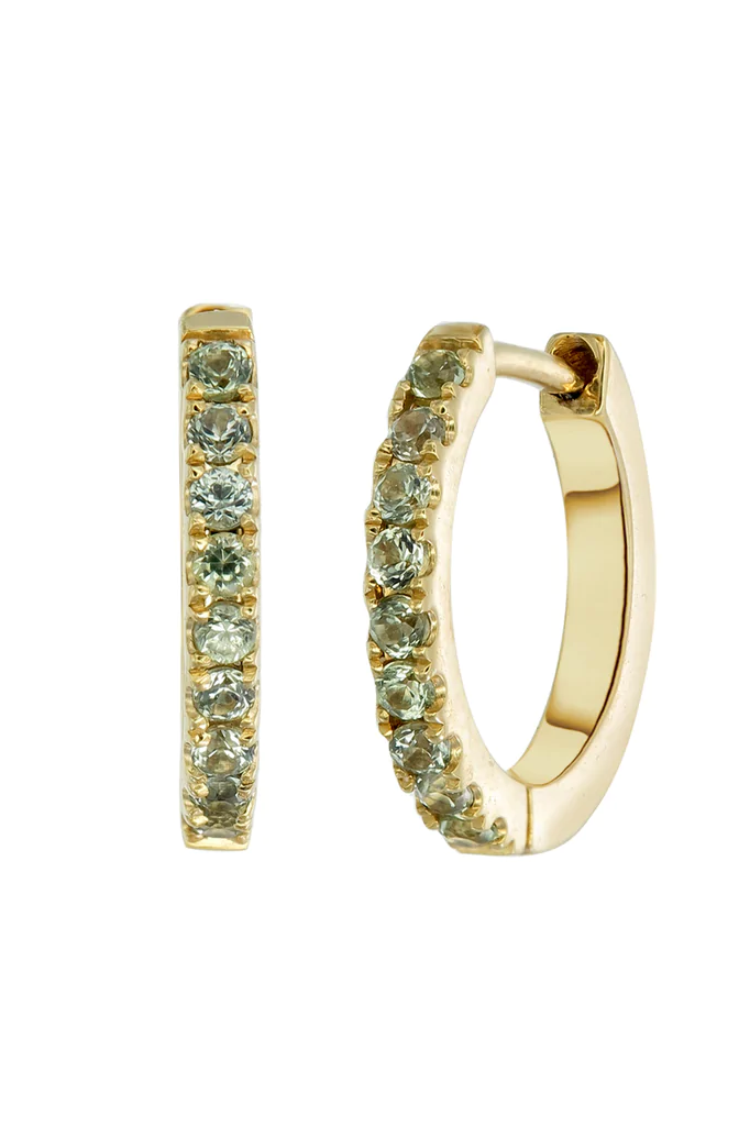 Tiger Frame | Mini Halo Hoops - Green Sapphire - Gold