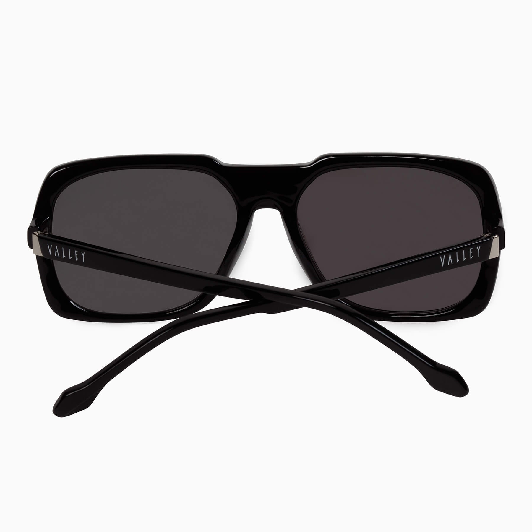 Memoir | Sunglasses - Gloss Black w. Silver Metal Trim / Black Lens - Sunglasses - Valley Eyewear - Women's fashion at The Freedom State