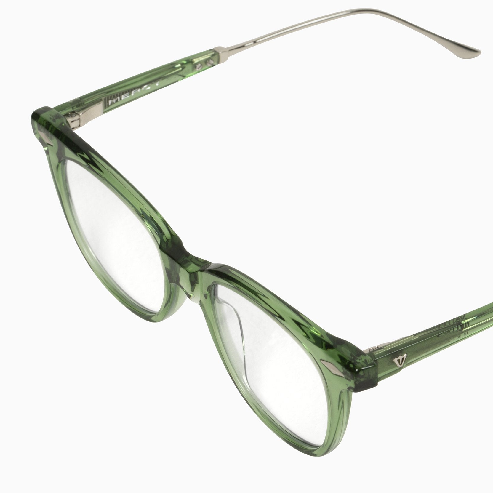 Mercy | Optics - Bottle Green w. Silver Metal Trim / Clear Lens - Optics - Valley Eyewear - Women's fashion at The Freedom State