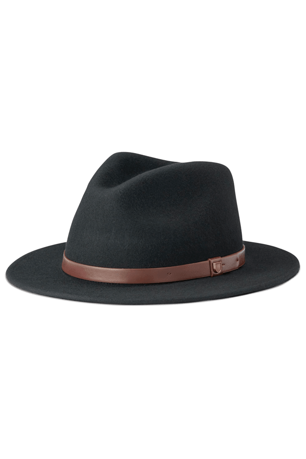 Messer Fedora - Black/Tan Band - Wide Brim Hat - Brixton - Women's fashion at The Freedom State