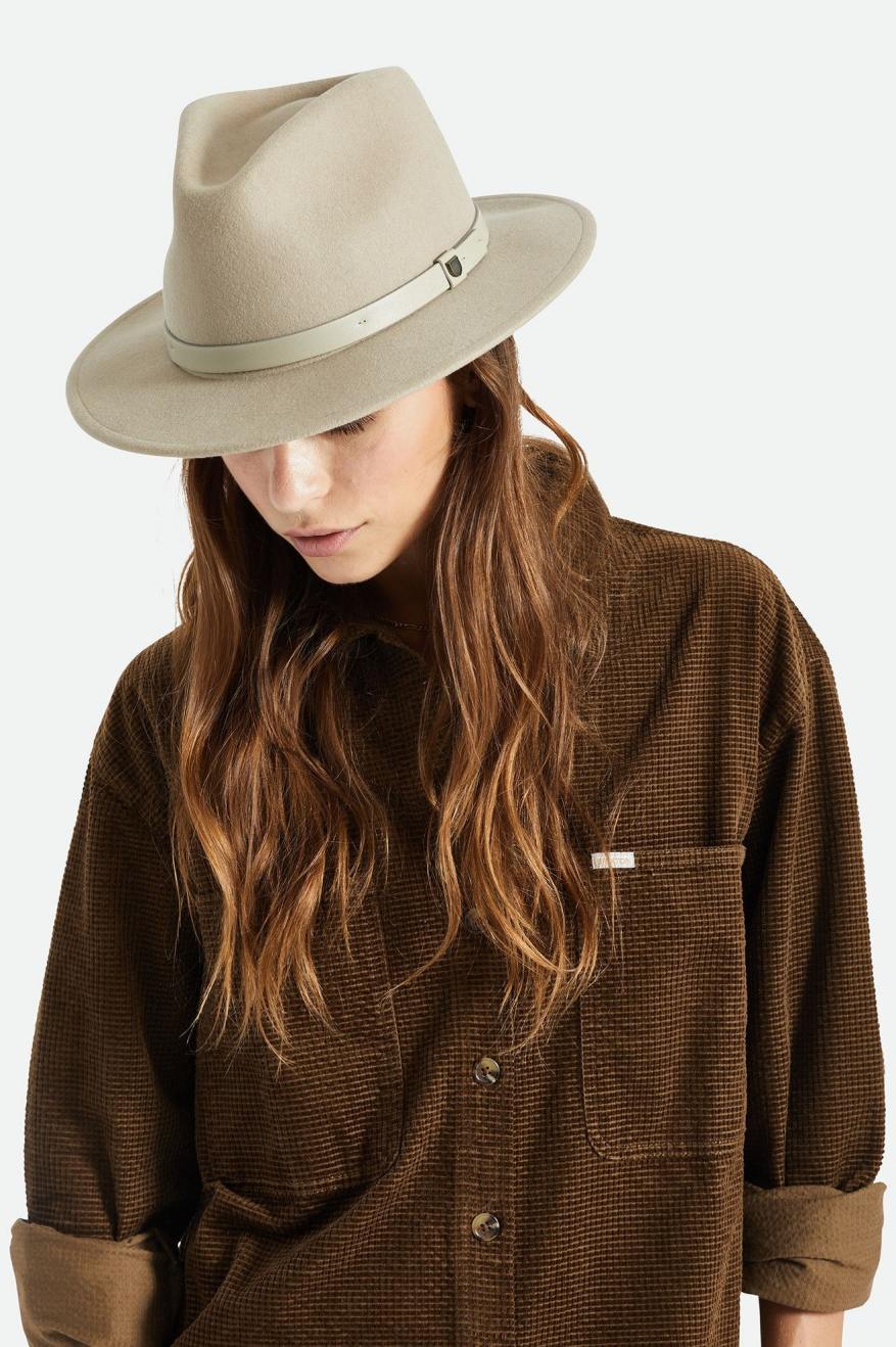 Messer Fedora - Light Fawn - Wide Brim Hat - Brixton - Women's fashion at The Freedom State