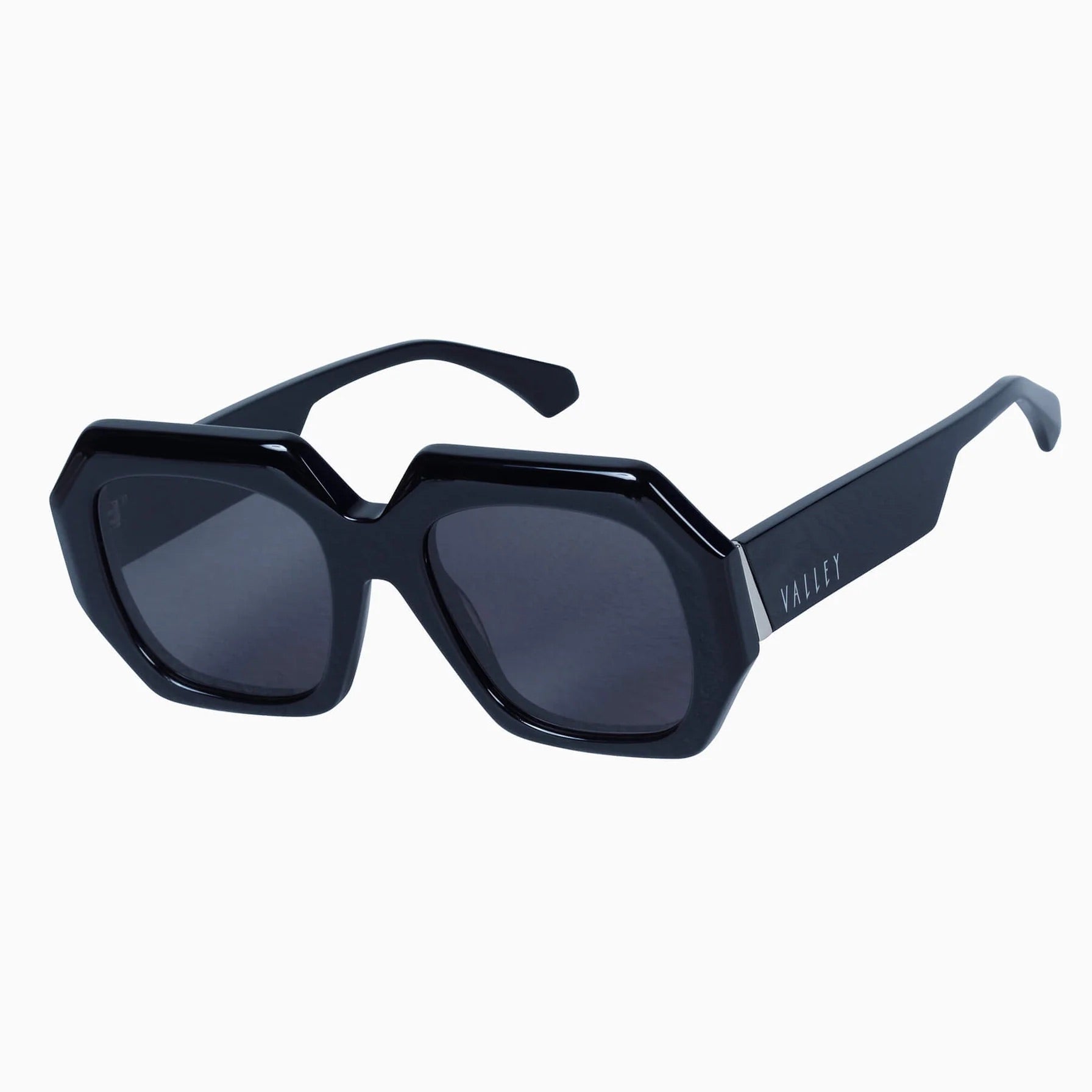 Monolith | Sunglasses - Gloss Black w. Silver Metal Trim / Black Lens