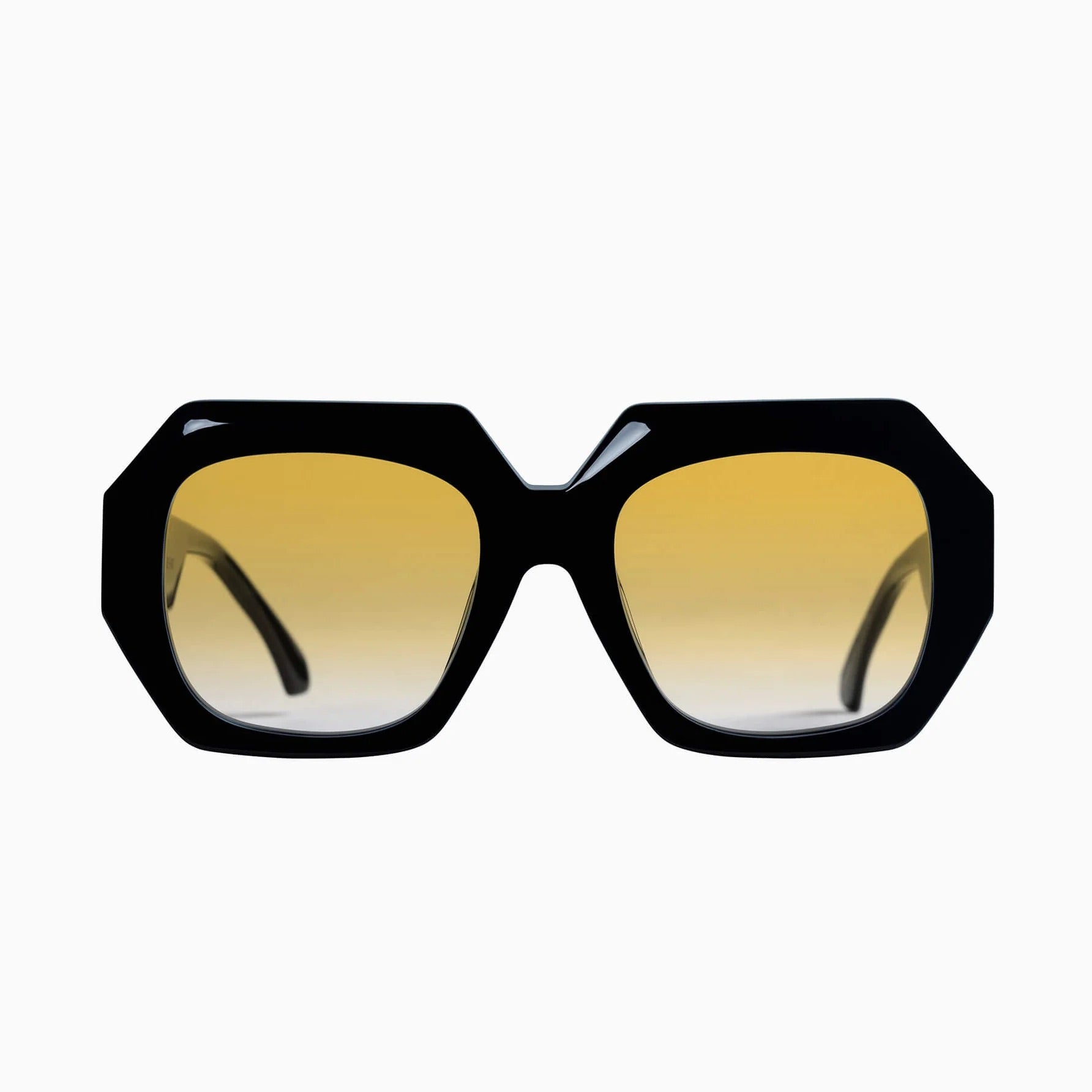 Monolith | Sunglasses - Gloss Black w. Silver Metal Trim / Orange Gradient Lens
