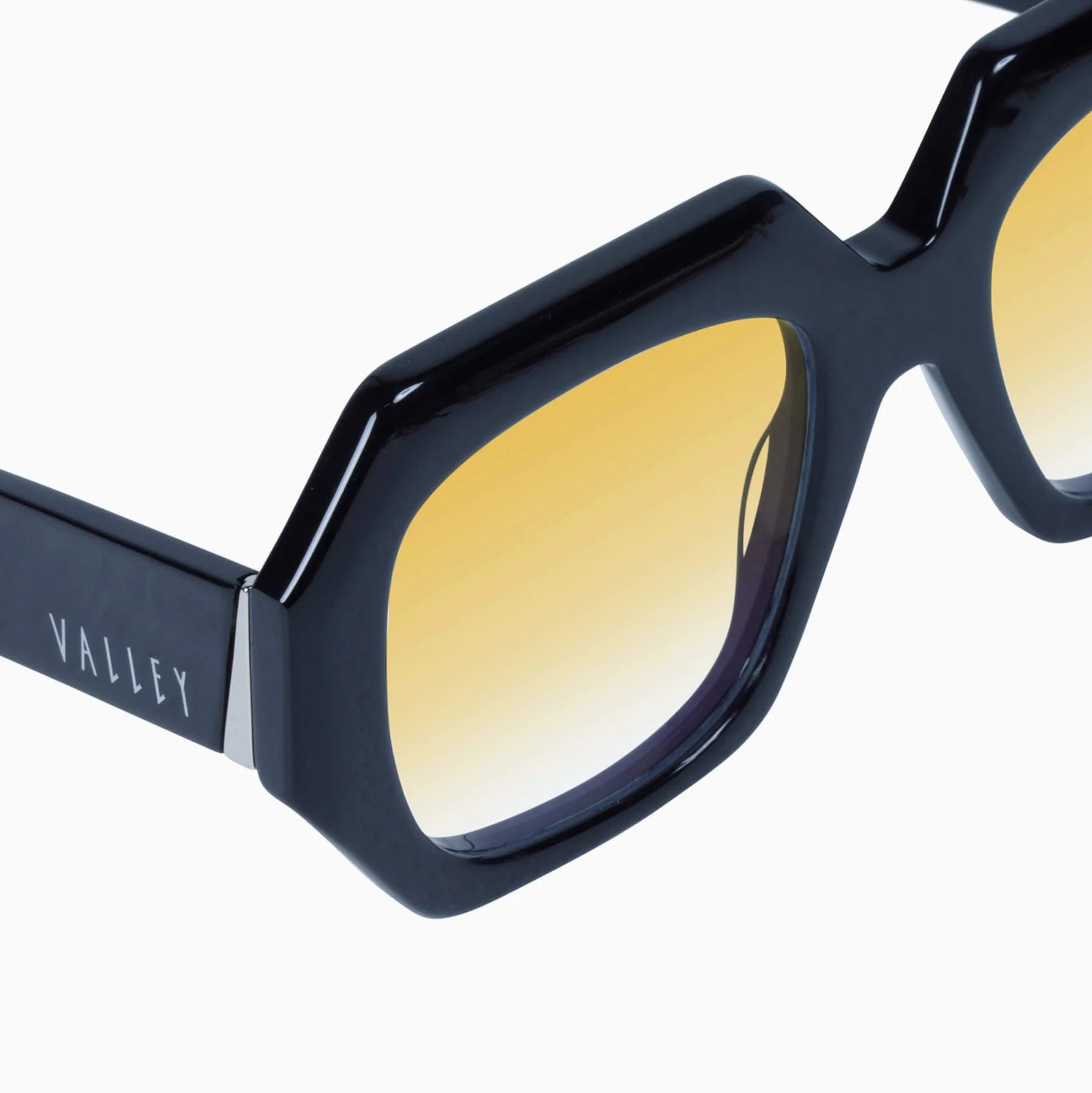 Monolith | Sunglasses - Gloss Black w. Silver Metal Trim / Orange Gradient Lens