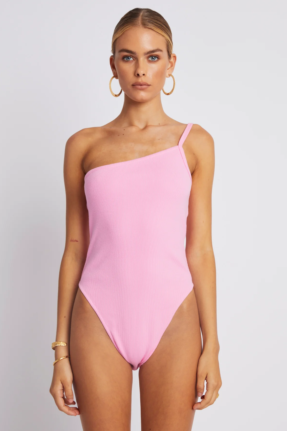 One Shoulder Bodysuit - Candy Pink