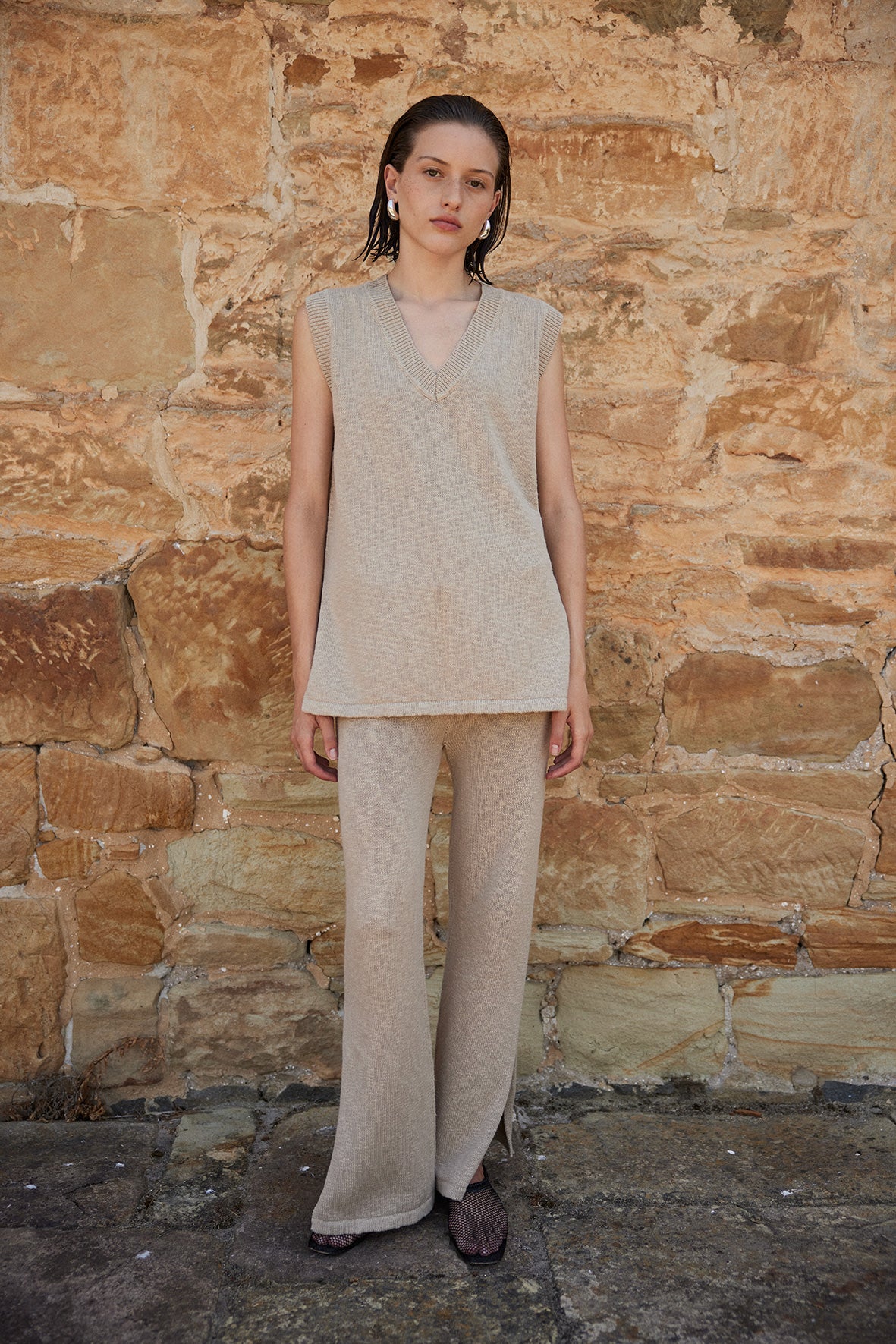 Emma Organic Cotton Vest - Taupe