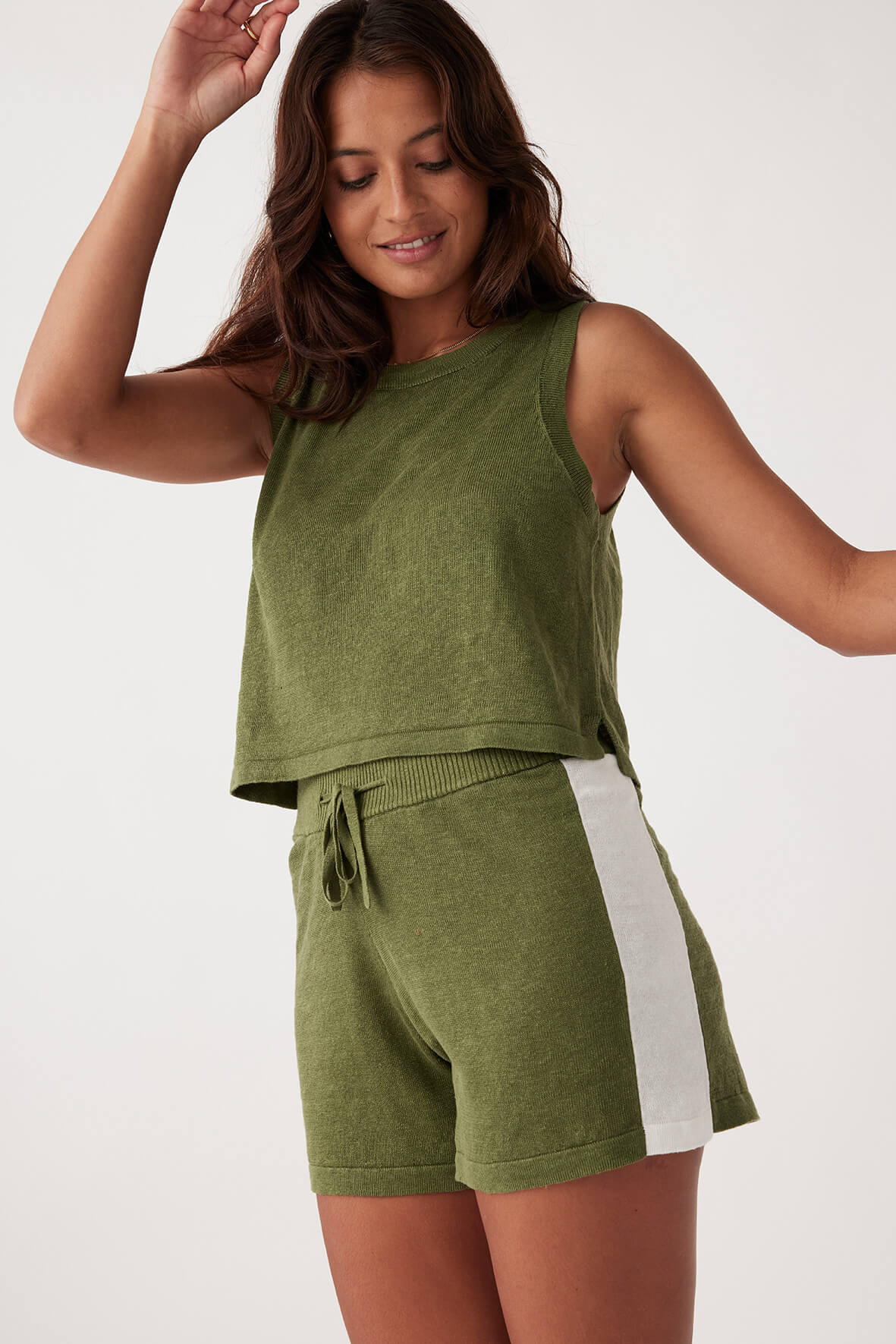 Larri Linen Knit Short - Caper & Cream
