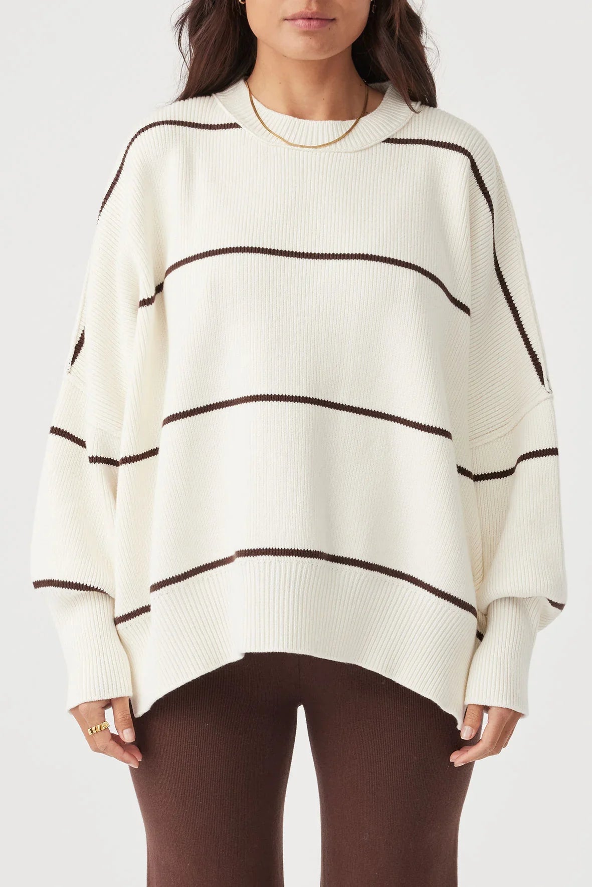 Harper Stripe Sweater - Cream & Chocolate