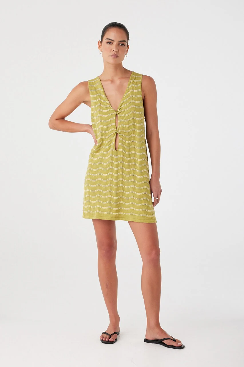 Onda Shift Dress - Matcha Wave