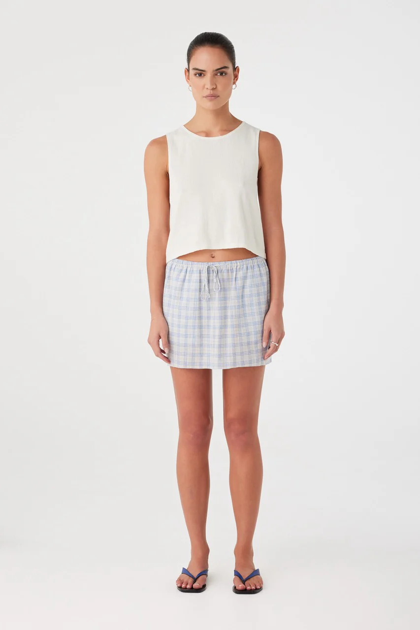 Camille Skirt - Powder Blue Check