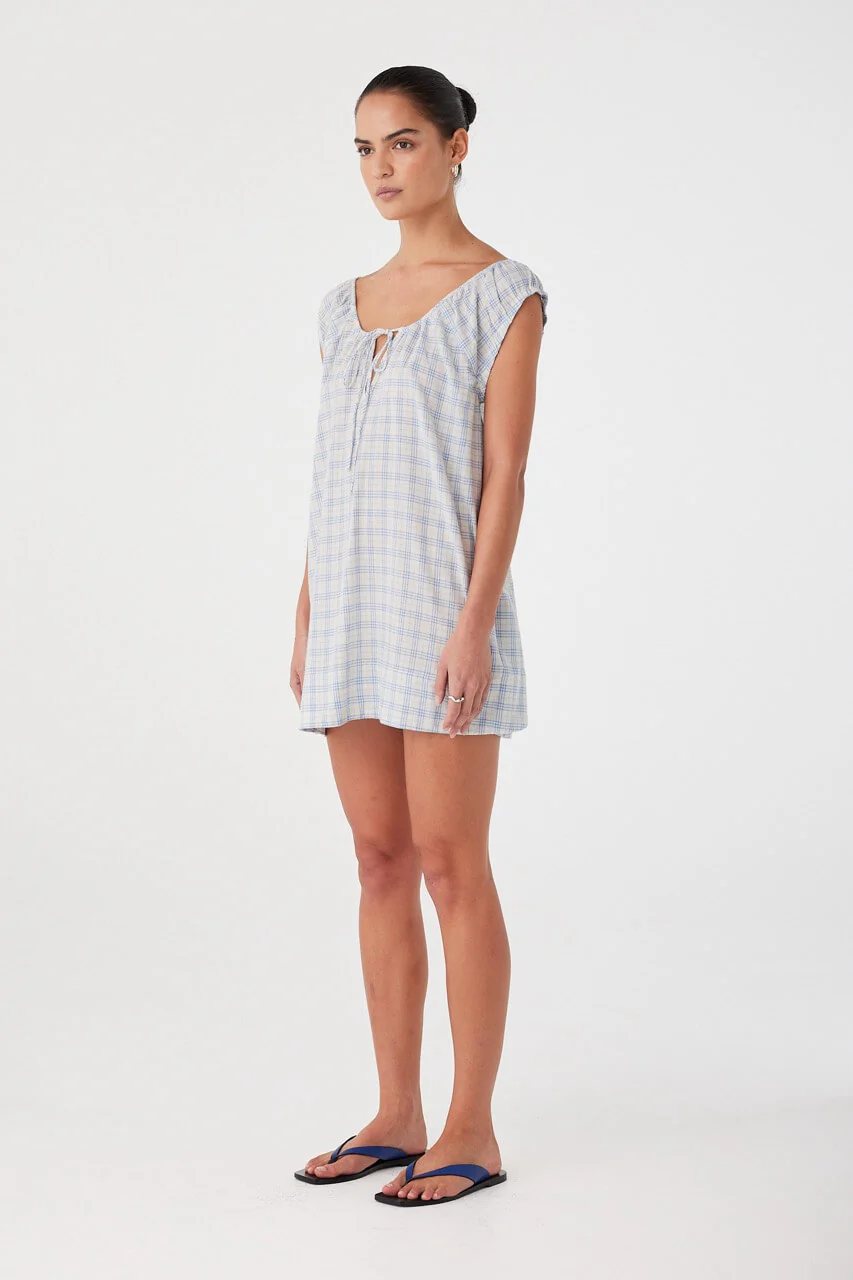 Camille Dress - Powder Blue Check