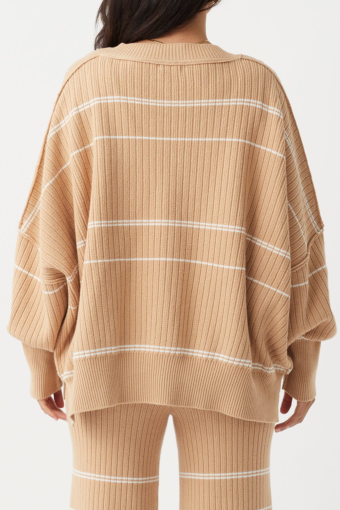 Vera Organic Knit Sweater - Honey Stripe