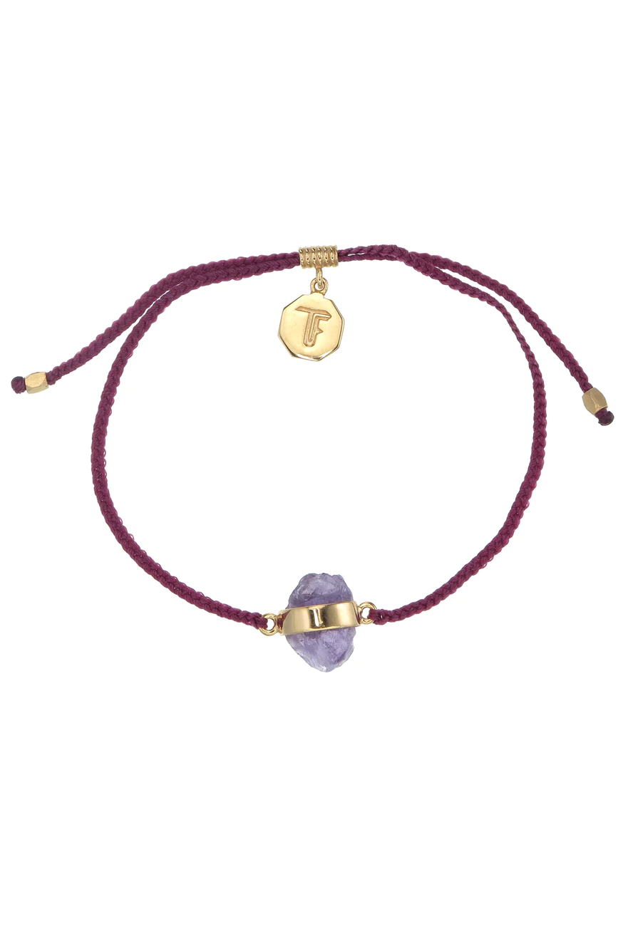 Amethyst Crystal Bracelet | Burgundy - Gold