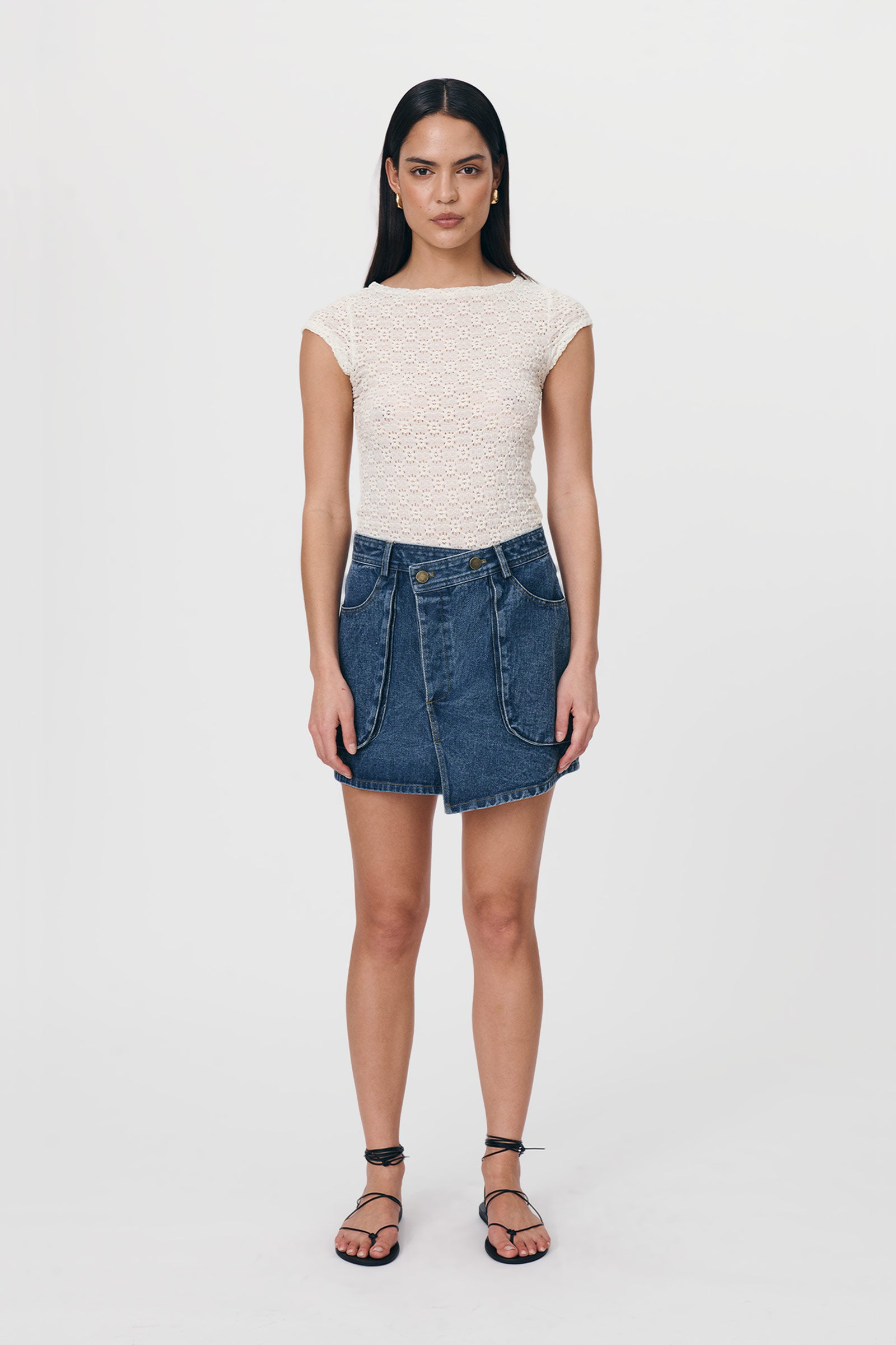 Bria Organic Denim Mini Skirt - Washed Indigo