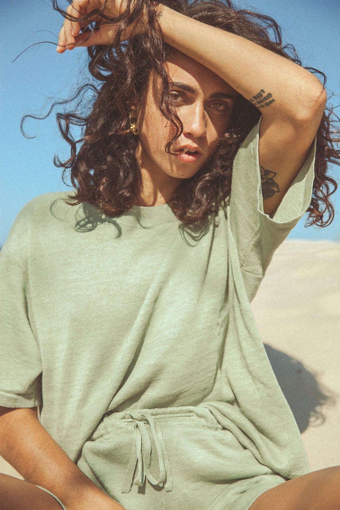 Hugo Linen Knit T-Shirt - Aloe