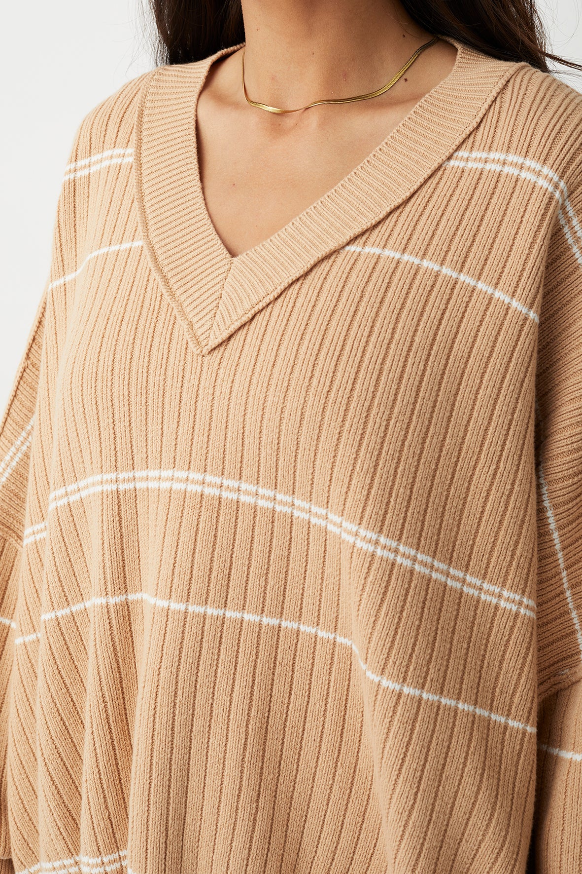 Vera Organic Knit Sweater - Honey Stripe