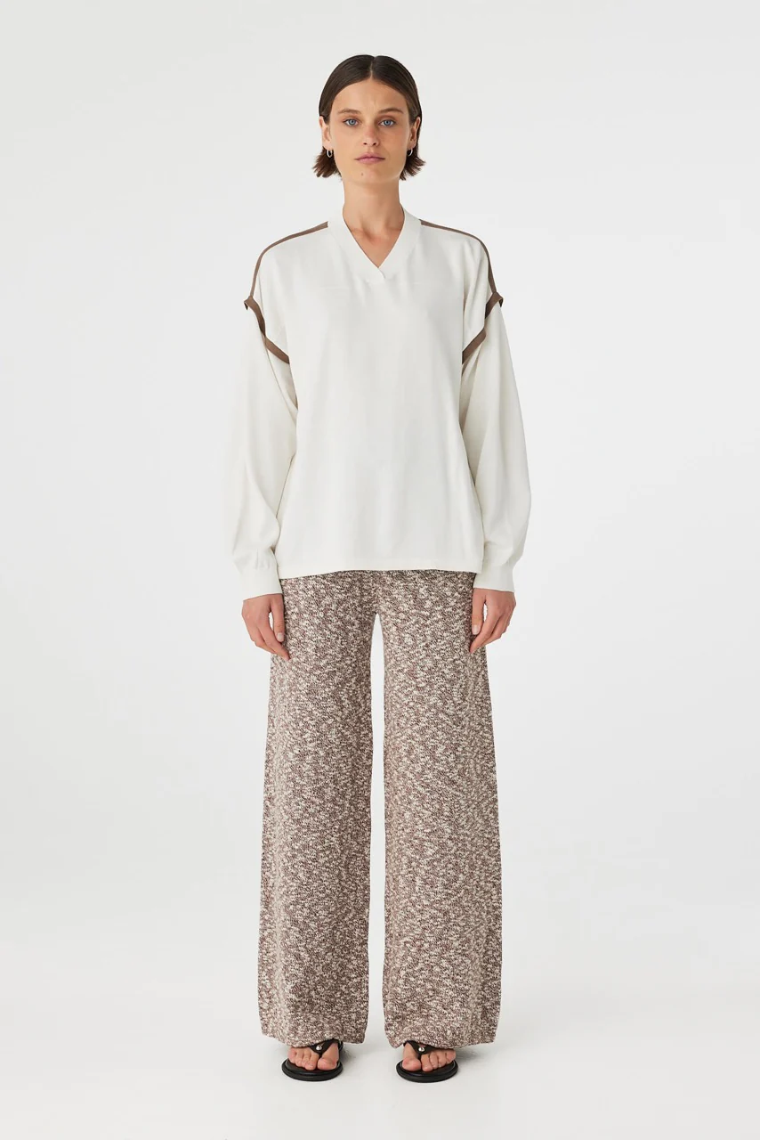Eden Long Sleeve Tee - Cream / Espresso