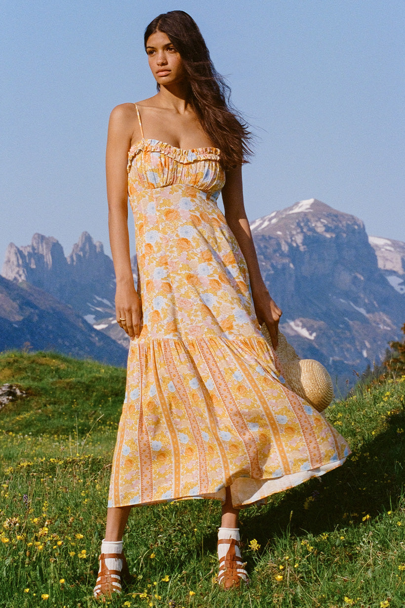 Spell | Enchanted Wood Strappy Maxi Dress - Dandelion