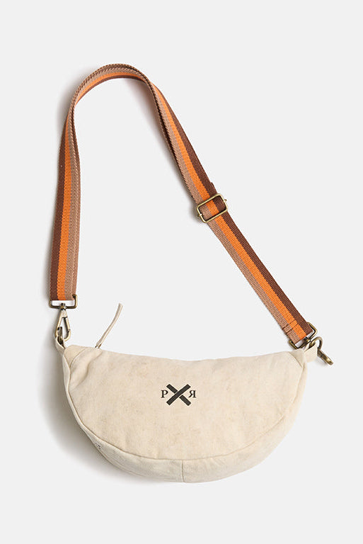 Pony Rider Escapee Round Shoulder Bag in Upcycled Natural Stripe