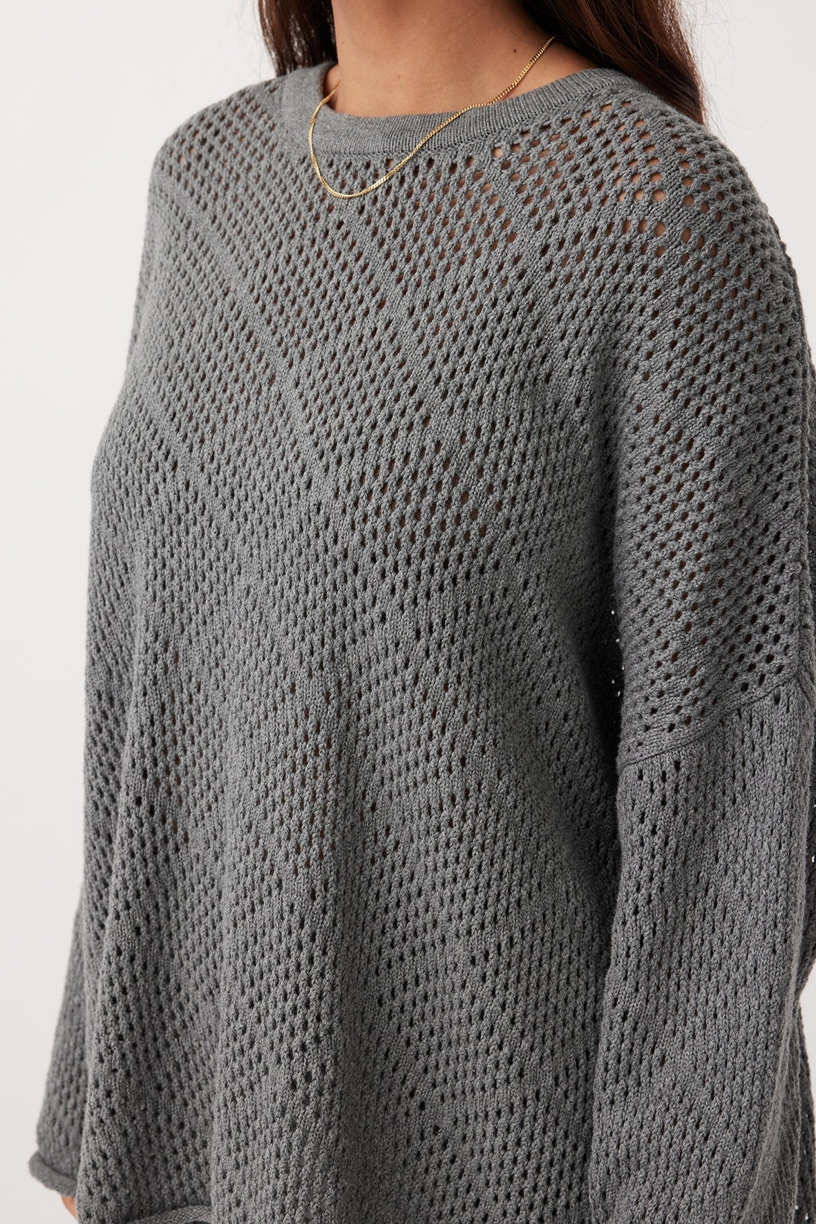 Ezra Organic Cotton Sweater - Dark Grey Marle
