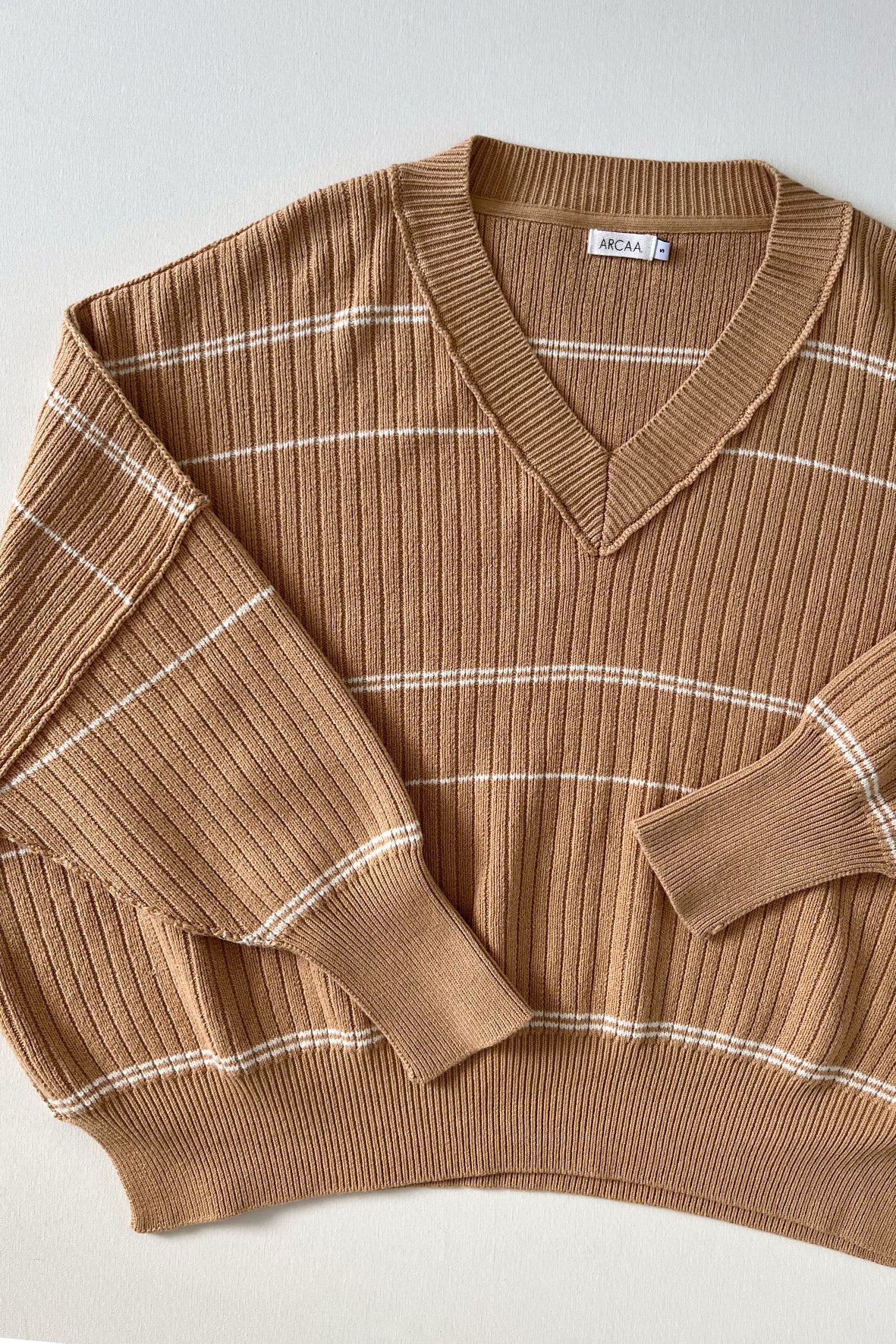 Vera Organic Knit Sweater - Honey Stripe