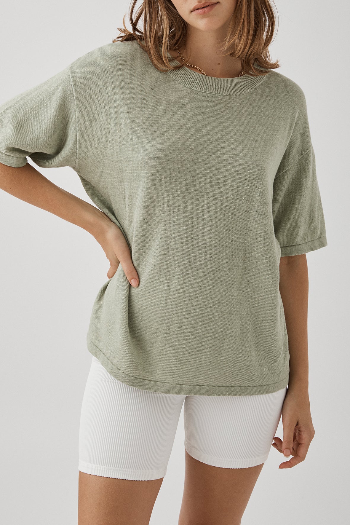 Hugo Linen Knit T-Shirt - Aloe