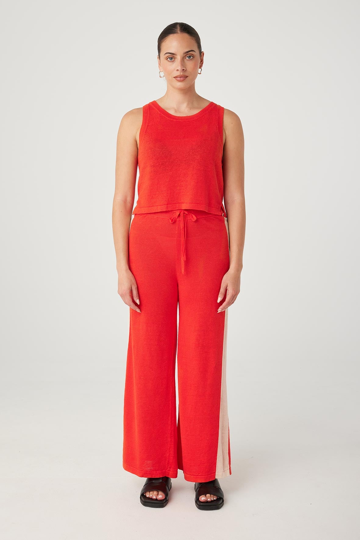 Larri Linen Knit Pant - Hibiscus/Sand