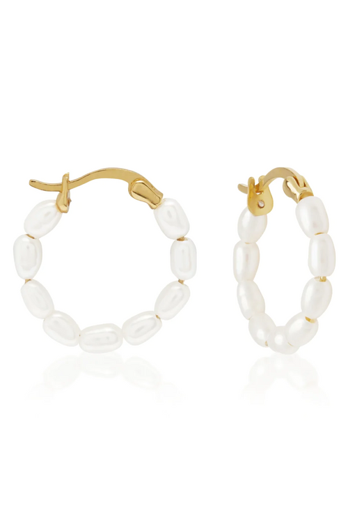 Saint Valentine | Full Pearl Hoops - Gold