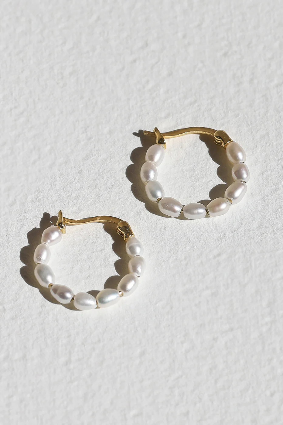 Full Pearl Hoops - Gold