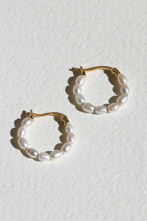 Saint Valentine | Full Pearl Hoops - Gold