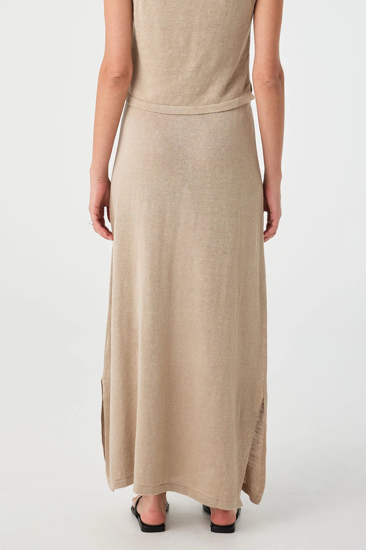 Hugo Linen Knit Skirt - Taupe