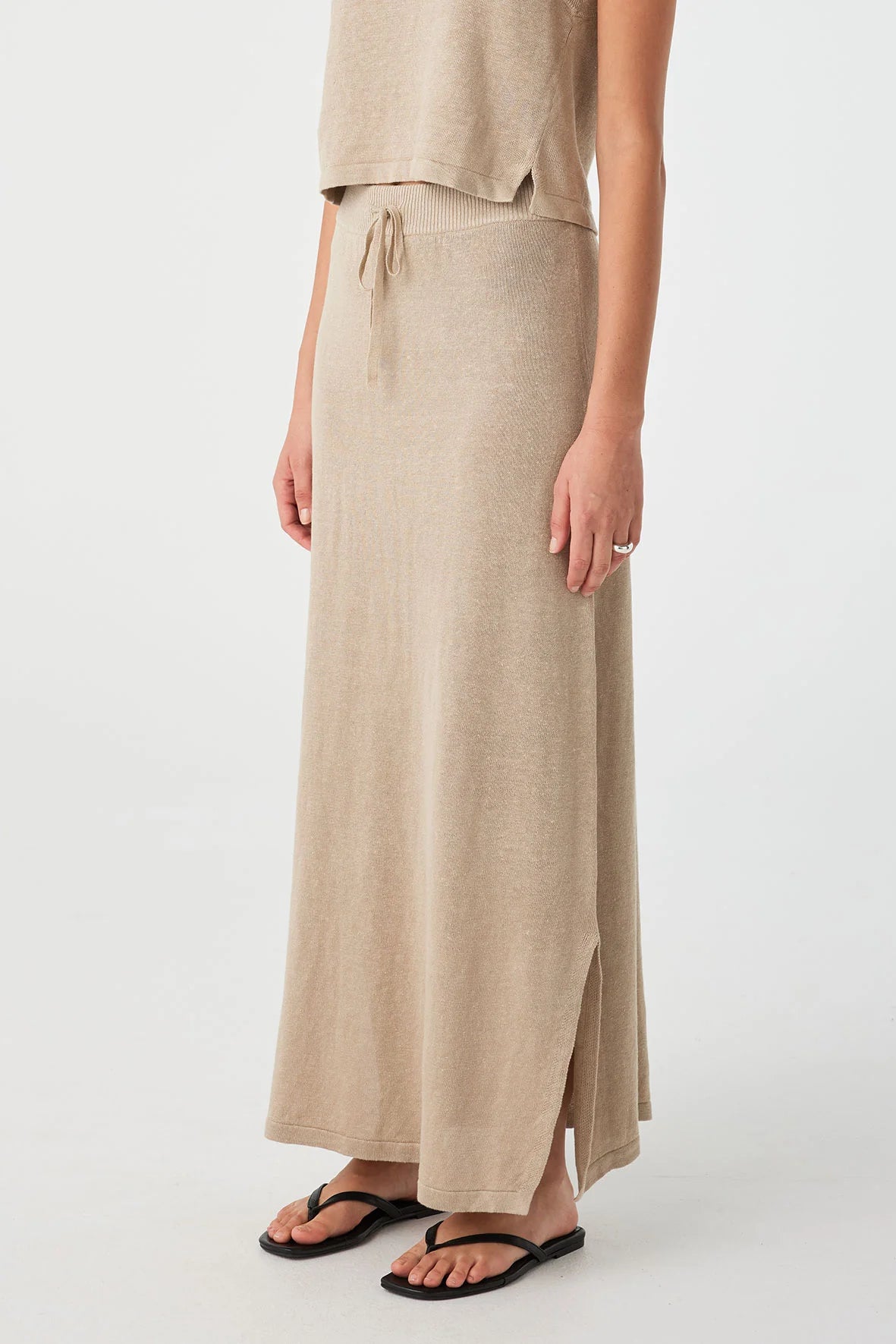 Hugo Linen Knit Skirt - Taupe